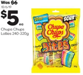 Woolworths Chupa Chups Lollies 240-320g offer