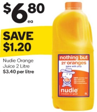 Woolworths Nudie Orange Juice 2 Litre offer