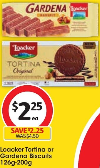 Coles Loacker Tortina or Gardena Biscuits 126g-200g offer