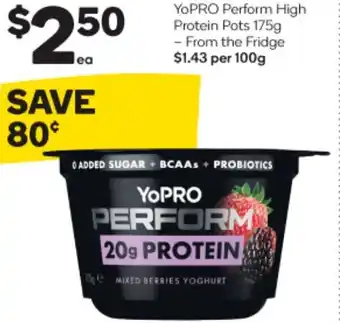 Woolworths YoPRO Perform High Protein Pots 175g - From The Fridge offer