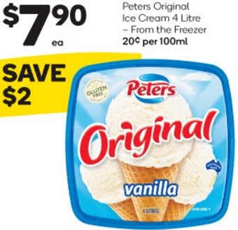 Woolworths Peters Original Ice Cream 4 Litre - From The Freezer offer
