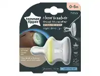 Coles Tommee Tippee Closer to Nature Breast-Like Soother Night Time 0-6m 2 Pack offer