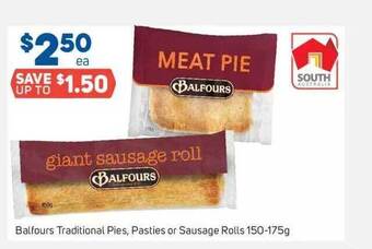 Foodland Balfours traditional pies, pasties or sausage rolls offer