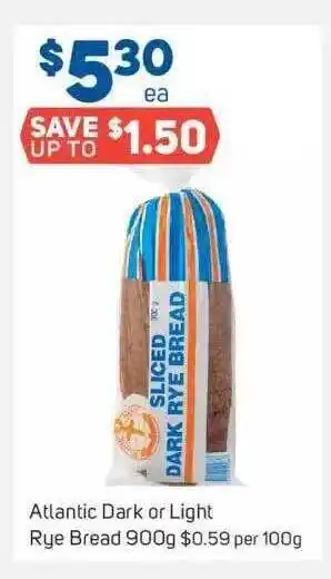 Foodland Atlantik dark or light rye bread offer