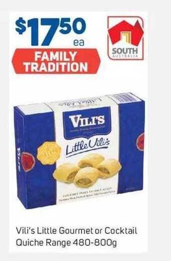 Foodland Vili's little gourmet or cocktail quiche range offer
