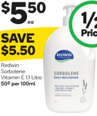 Woolworths Redwin Sorbolene Vitamin E 1.1 Litre offer