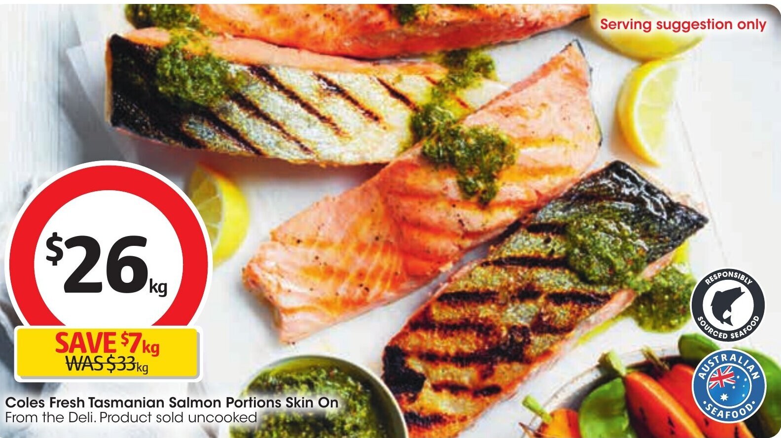 Coles Fresh Tasmanian Salmon Portions Skin On offer at Coles