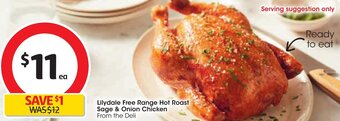 Coles Lilydale Free Range Hot Roast Sage & Onion Chicken offer