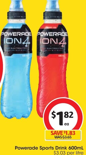 Coles Powerade Sports Drink 600ml offer