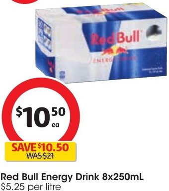 Coles Red Bull Energy Drink 8x250ml offer