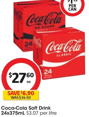 Coles Coca-Cola soft Drink 24x375ml offer