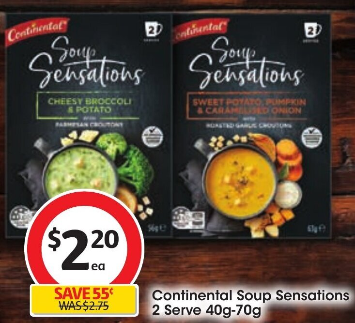 Continental Soup Sensations 2 Serve 40g70g offer at Coles