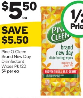 Pine O Cleen Brand New Day Disinfectant Wipes Pk 120