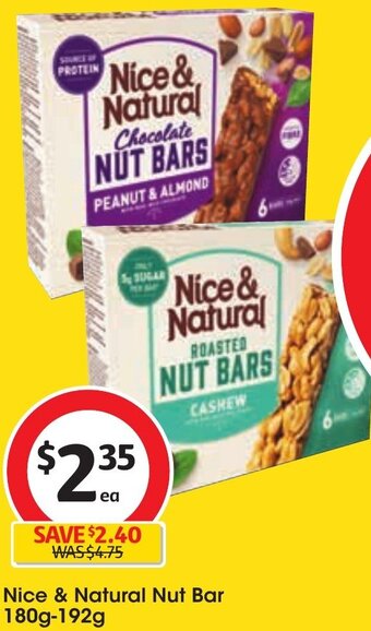 Coles Nice & Natural Nut Bar 180g-192g offer