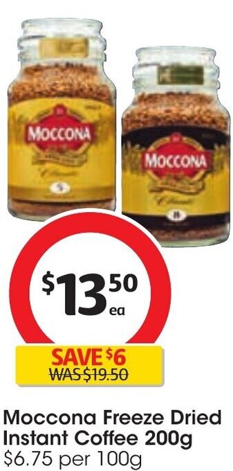 Coles Moccona Freeze Dried Instant Coffee 200g offer