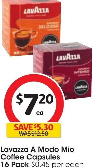 Coles Lavazza A Modo Mio Coffee Capsules 16 Pack offer