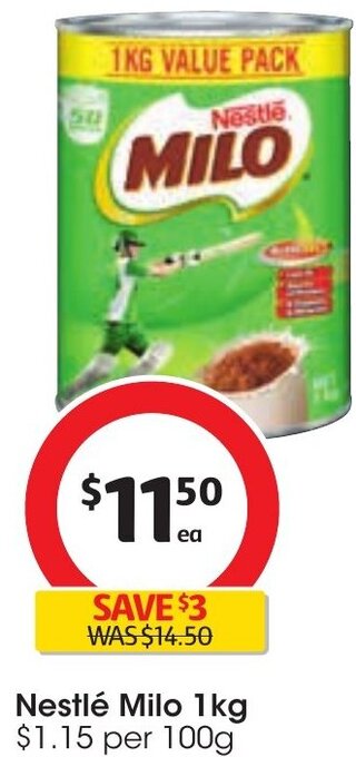 Coles Nestlé Milo 1kg offer