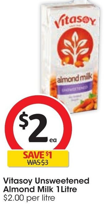 Coles Vitasoy Unsweetened Almond Milk 1 Litre offer