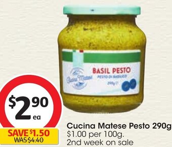 Coles Cucina Matese Pesto 290g offer