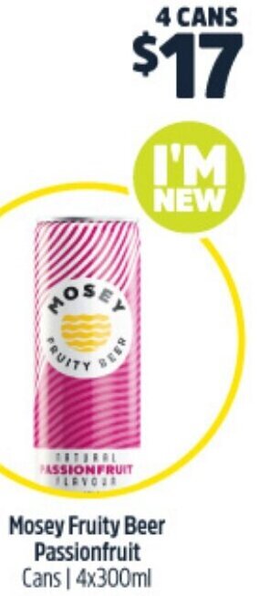Woolworths Mosey Fruity Beer Passionfruit 4x300ml offer