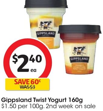 Coles Gippsland Twist Yogurt 160g offer