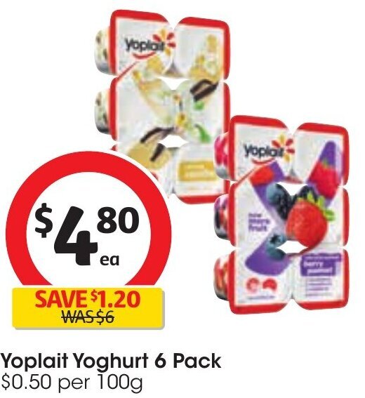 Yoplait Yogurt 6 Pack offer at Coles