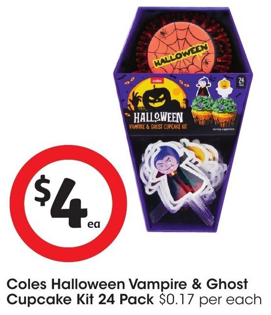 Coles Halloween Vampire & Ghost Cupcake Kit 24 Pack offer at Coles