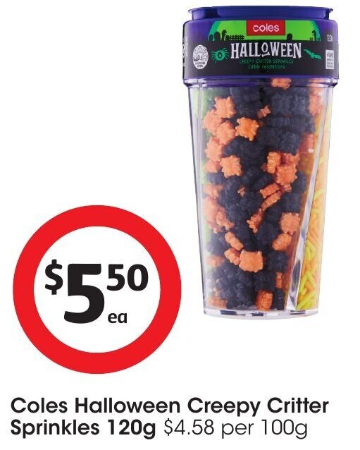 Coles Halloween Creepy Critter Sprinkles 120g offer at Coles