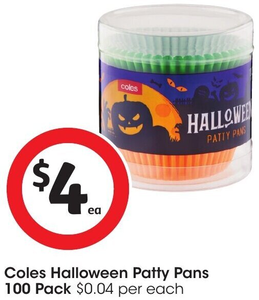 Coles Halloween Patty Pans 100 Pack offer at Coles