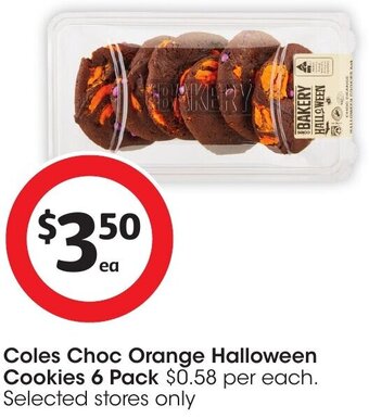 Coles Coles Choc Orange Halloween Cookies 6 Pack offer