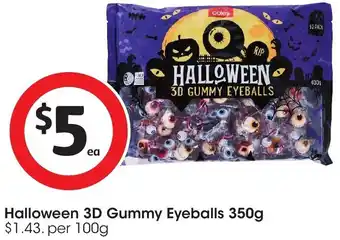 Coles Halloween 3D Gummy Eyeballs 350g offer