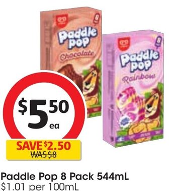 Coles Paddle Pop 8 Pack 544ml offer