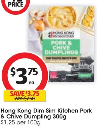 Coles Hong Kong Dim Sim Kitchen Pork & Chive Dumpling 300g offer