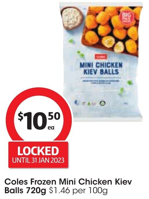 Coles Frozen Mini Chicken Kiev Balls 720g offer at Coles