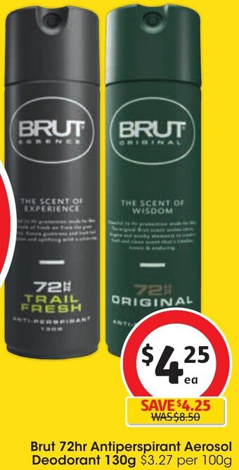 Coles Brut 72hr Antiperspirant Aerosol Deodorant 130g offer