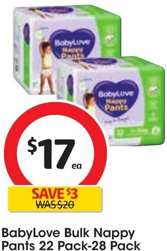 Coles BabyLove Bulk Nappy Pants 22 Pack - 28 Pack offer