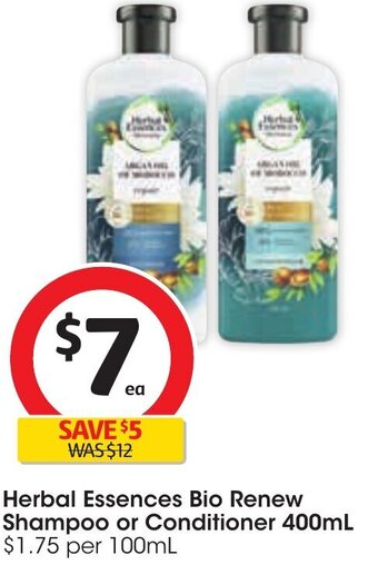 Coles Herbal Essences Bio Renew Shampoo or Conditioner 400ml offer