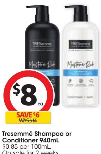 Coles Tresemmé Shampoo Or Conditioner 940ml offer
