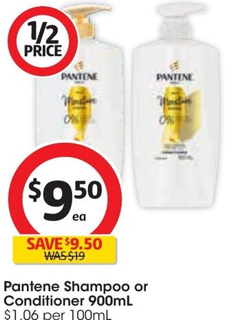 Coles Pantene Shampoo or Conditioner 900ml offer
