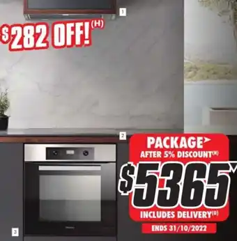 The Good Guys 53cm Integrated Rangehood/57cm Electric Cooktop /60cm Pyrolytic Oven - CleanSteel offer