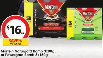 Coles Mortein Naturgard Bomb 3x90g or Powergard Bomb 3x150g offer