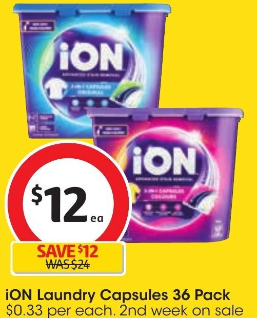 iOn Laundry Capsules 36 Pack offer at Coles