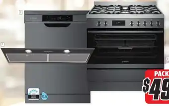The Good Guys 86cm Integrated Rangehood /60cm Freestanding Dishwasher/90cm Dual Fuel Upright Cooker offer