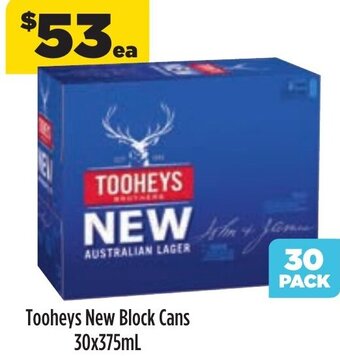 Coles Tooheys New Block Cans 30x375ml offer