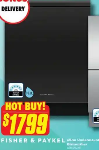 The Good Guys Fisher & Paykel 60cm Undermount Dishwasher offer