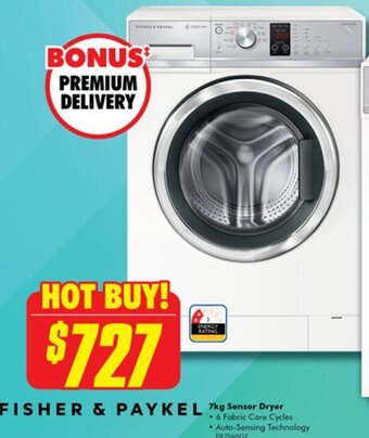 The Good Guys Fisher & Paykel 7kg Sensor Dryer offer