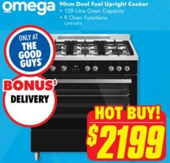 The Good Guys Omega 90cm Dual Fuel Upright Cooker offer