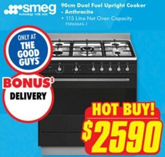 The Good Guys smeg 90cm Dual Fuel Upright Cooker offer