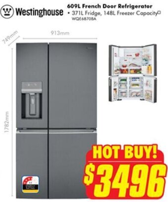 The Good Guys Westinghouse 609L French Door Refrigerator offer