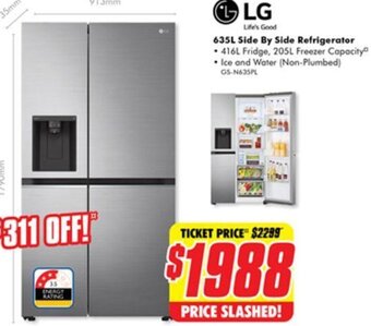 The Good Guys LG 635L Side by Side Refrigerator offer